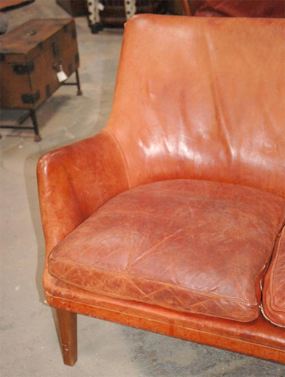Mid-20th Century Leather Sofa made by Ivan Schlecter for Arne Vodder