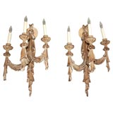 Antique C 1920 Carved Wood Sconces