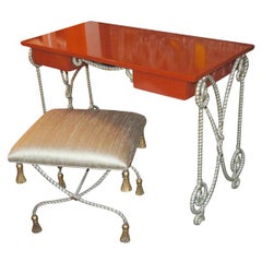A Vanity and  stool  metal frame rope shaped