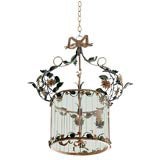Italian painted tole and glass four light lantern