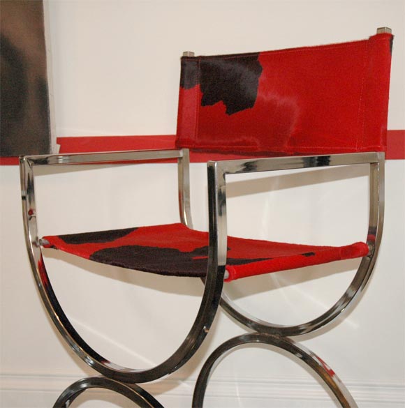 Mid-20th Century Red Pony Hide Directors Chairs