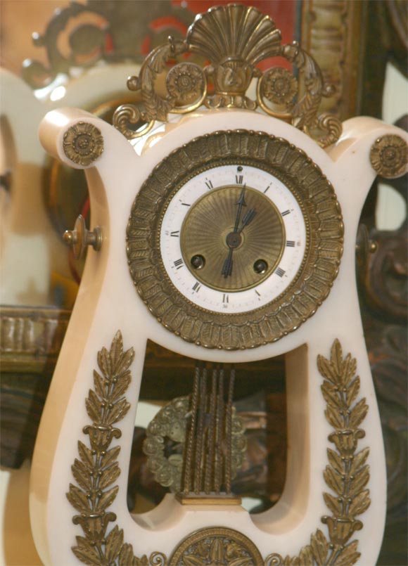 French Empire Style Bronze & Marble Mantel Clock