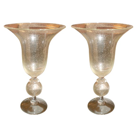 A Pair of Large Murano Compotes