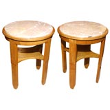 Pair of c 1930s French Marble-topped  Round End Tables