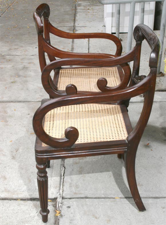 Set Of Eight Anglo-Indian Arm Chairs