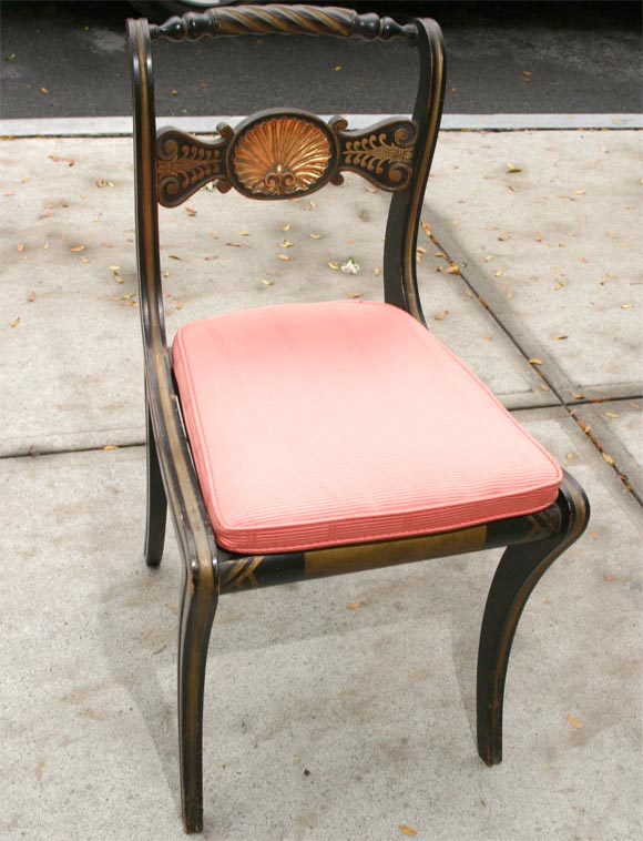Set of Four Ebonized Side Chairs