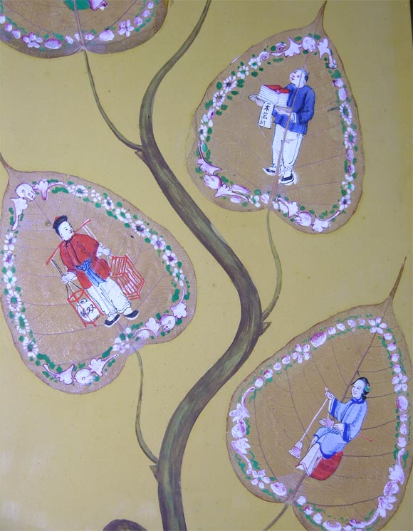 Pair of Handpainted Tree of Life Pictures on Leaves and Paper 1