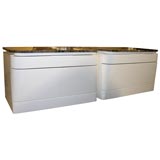 Pair of Sculptural Bedside Tables with Marble Tops