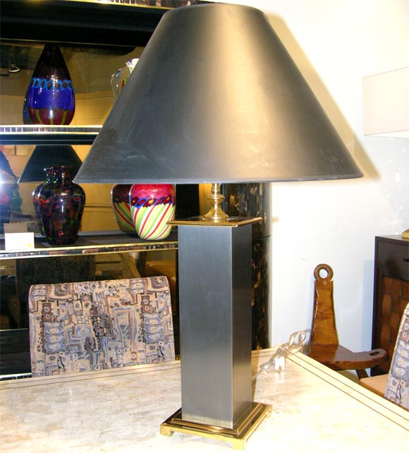 Table Lamp in Gunmetal and Brass by Karl Springer (signed)