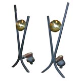 Andirons with Matching Tool Set with Floating Ball Design