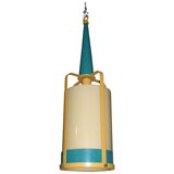 Vintage Large Pendant Lamps with Amber Glass Shades
