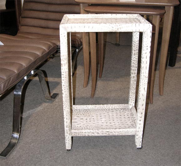 "Telephone Table" in Embossed Croc by Karl Springer (SIGNED)