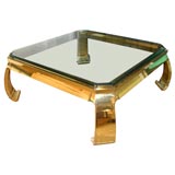Elegant Coffee Table in Polished Brass with Glass Top