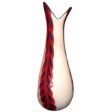Hand-blown Glass Vase with Overlayed Murrhines by Anzolo Fuga
