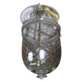 Antique glass etched belljar lantern with a glass knob
