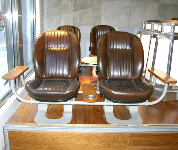 Two Sets Of Fiat Automobile Chairs Designed By Pininfarina. The model we are selling doesn't have an ashtray in the middle.