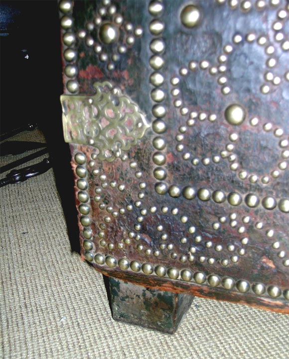 brass and leather coffer 1