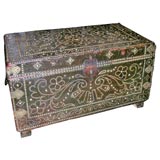 Antique brass and leather coffer