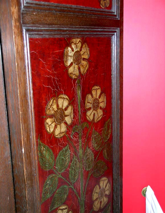 20th Century Arts and Crafts leather and oak screen