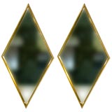 Pair of Giltwood Frame Diamond Mirrors
