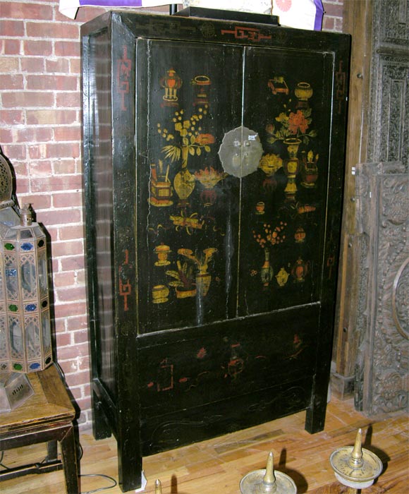 Painted wedding chest with flower motif.