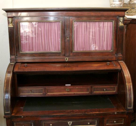 19th Century French Directoire Style Cylinder Roll Top Secretary