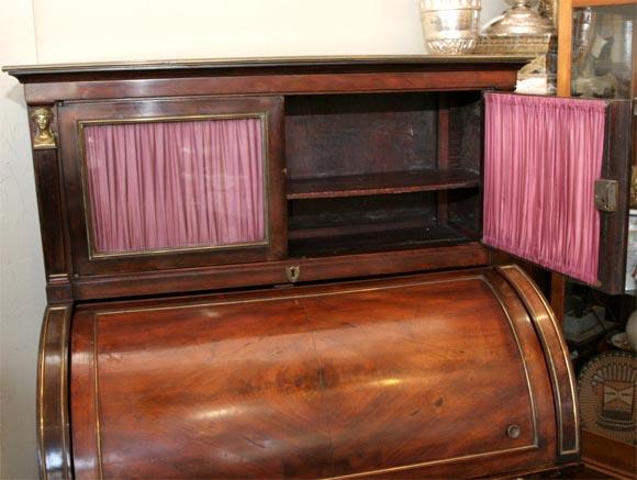 French Directoire Style Cylinder Roll Top Secretary 1