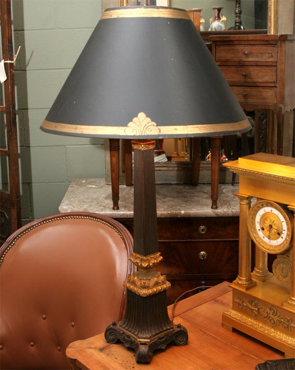 Neoclassical Style Bronze Column Lamp