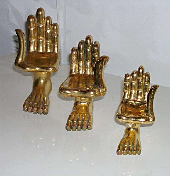 Set of Three Gilt Wood Miniature Hand Chairs by Pedro Frieburg