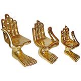 Set of Three Gilt Wood Miniature Hand Chairs by Pedro Frieburg
