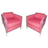 pair of  metal cube chairs