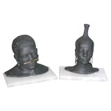 Vintage Pair of African  Table Lamp Sculptures