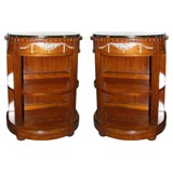 Pair of demi-lune Rosewood Night Stands with inlaid ivory