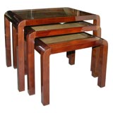 Used Nest of three Rosewood tables by Jules Leleu