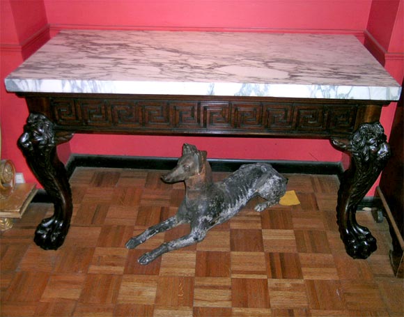 Irish Marble Topped Mahogany Side Table w/ Marble Top