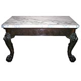 Irish Marble Topped Mahogany Side Table w/ Marble Top