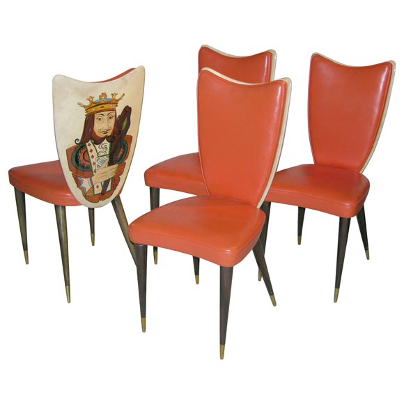Set of Aldo Tura playing card chairs