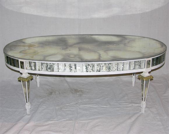 Oval mirrored coffee table