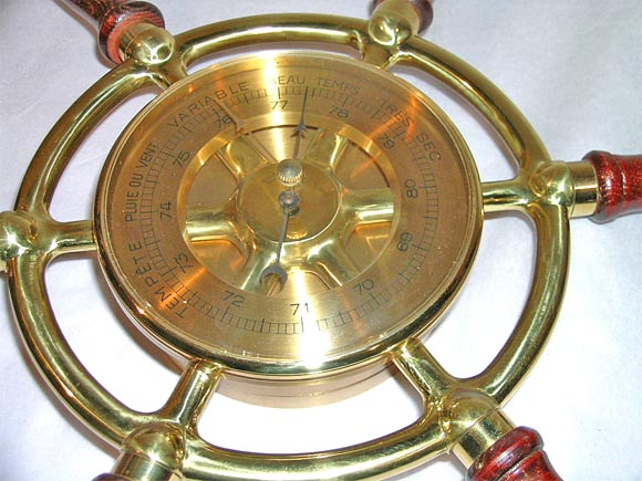 French Hermes Ship wheel clock & Barometer For Sale