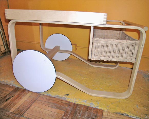Birch wood tea cart designed by Alvar Aalto