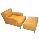 Custom Made Upholstered Lounge Chair and Ottoman