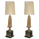 Pair of Bronze and Corn Table Lamps by Charles et Cie.