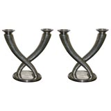 Pair of Nickel Two Arm Candelabra by Gio Ponti