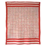 19THC RED AND WHITE POSTAGE STAMP CHAIN QUILT