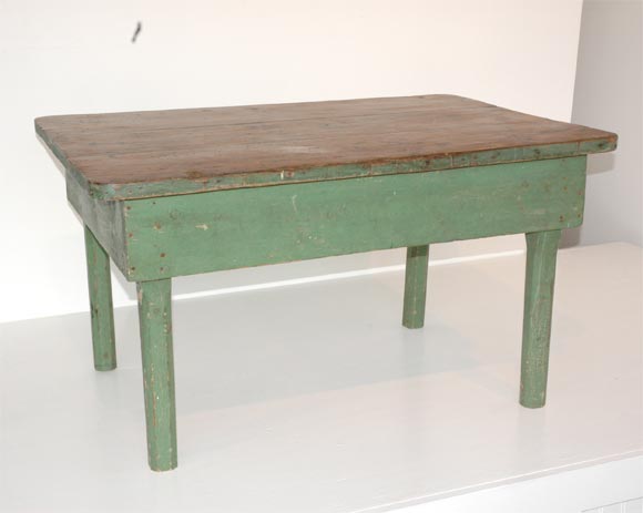 19THC ORIGINAL GREEN PAINTED FARM COFFEE TABLE at 1stdibs
