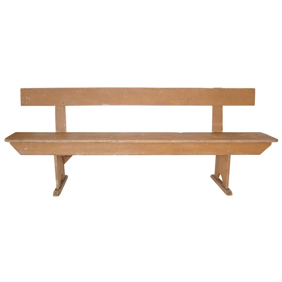 19THC ORIGINAL PAINTED BENCH WITH BACK