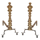 19THC CHIPPENDALE NEW ENGLAND ANDIRONS