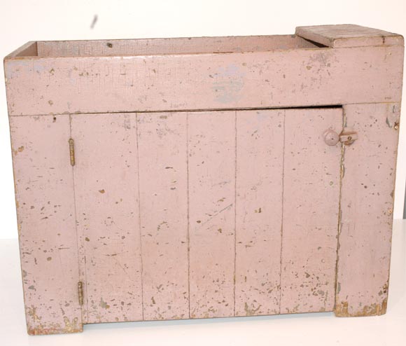 19THC ORIGINAL DUSTY ROSE PAINTED DRY SINK