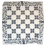 19THC RARE TRAPUNTO BLUE AND WHITE  APPLIQUE  QUILT