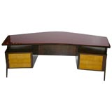 italian desk with red glass top